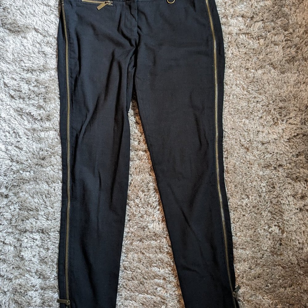 Armani Exchange Tapered Zipper Leg Black Trouser Size 6